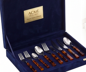 Juego de cubiertos Acme Tortoise con mango de imitación de caparazón de tortuga, de acero inoxidable, cuchillo, tenedor y cuchara, diseño vintage, apto para lavavajillas, para bodas y restaurantes. - Product Image 4