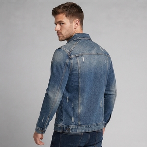 Classic <b>Men</b> <b>Denim</b> <b>Jacket</b> Casual Trucker <b>Jacket</b> with Washed <b>Denim</b> Finish Button Closure and Functional Front Pocket Design - Product Image 2