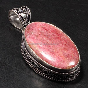 Colgante de Plata de Ley 925 sólida hecho a mano, colgante de plata hecho a mano, joyería de rodonita, joyería antigua hecha a mano, regalo para cumpleaños - Product Image 1