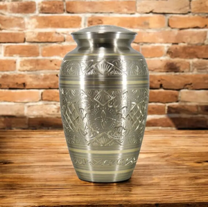 Brass Cremation Urn Engraved <b>Memorial</b> Urn Metallic Cylindrical Ashes <b>Vase</b> for Home Display - Product Image 5