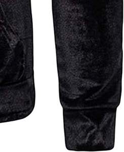 Sudadera con Capucha Oversize Personalizada de Diseño Moderno, con Bloques de Color, Transpirable, para Hombre, en Terciopelo Negro, Estilo Urbano - Product Image 6