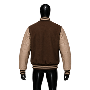 Nouveau style Veste universitaire en laine marron avec col et poignets rabattables, mode streetwear pour homme - Product Image 2