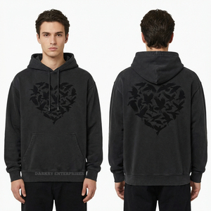 Sweat à capuche vintage pour homme, délavé à l'acide, effet usé, coupe oversize, style streetwear, personnalisé, grammage lourd, coupe carrée, délavage à la pierre - Product Image 2