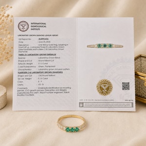 แหวนเพชรแล็บโกรว์ทองคำแท้ 14KT ดีไซน์หรูหรา ประดับมรกตโคลอมเบีย สไตล์มินิมอล สำหรับผู้หญิง เหมาะสำหรับโอกาสครบรอบ - Product Image 6