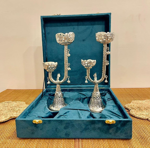 New Fancy Aluminum Handmade Pillar Candlestick Holder Set with Glass Candle Home Decoration Durable <b>Easter</b> - Product Image 2