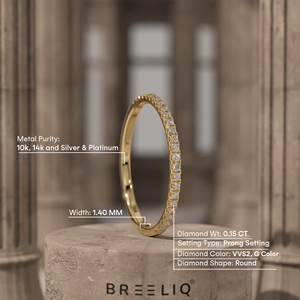 14K Solid Gold Round Lab Grown Diamond Half Eternity Ring Slim Pave <b>Wedding</b> Band Stackable Fine Jewelry - Product Image 2