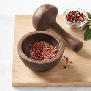 Smooth Finish Wooden Mortar <b>And</b> Pestle <b>Set</b> For Crushing <b>Spices</b> <b>Herbs</b> Seeds <b>And</b> Preparing Delicious Masala At Home - Product Image 1