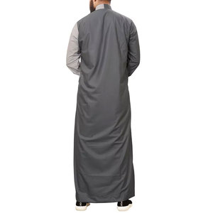 <b>Men's</b> High Quality Traditional Muslim <b>Thobe</b> Jubbah Custom Logo Beaded Embroidered Saudi Wear Newest Simple Style - Product Image 6