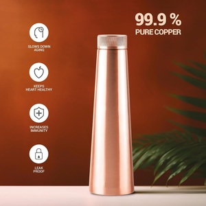 Botella de agua térmica de cobre con tapa, diseño minimalista, portátil, para viajes - Product Image 2