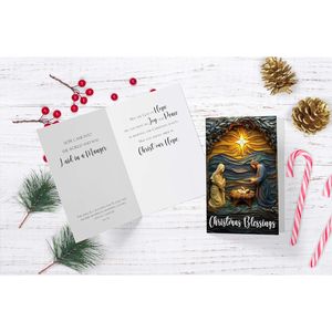 Biglietto d'Auguri Natalizio Religioso con Preghiere e Natività - Product Image 1