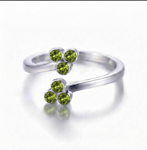 Rhaya Jewels Sterling Silver925 Rhodium Plated Vintage Bezel Set <b>Peridot</b> Gemstone Engagement Wedding <b>Ring</b>-Inspired Trendy - Product Image 2