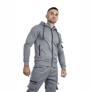 Custom Premium Tracksuit Men's Hooded Sports Tracksuit Activewear Jogger Set Gym Wear Running Wear Workout Wear <b>Silver</b> Tracksuit - Product Image 4