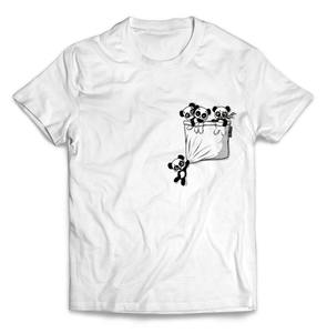 เสื้อยืดพิมพ์ลายแพนด้าสีดำสำหรับผู้ชาย เสื้อยืดลายการ์ตูนแพนด้าน่ารัก เสื้อยืดลำลองผ้าฝ้ายระบายอากาศได้ดี แขนสั้น สตรีทแวร์ คุณภาพสูง - Product Image 2