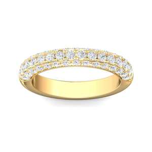 Bague de mariage de luxe en or jaune 14 carats plaqué rhodium, sertie de trois rangées de diamants brillants cultivés en laboratoire de 1,50 CTW, certifiée IGI - Product Image 5