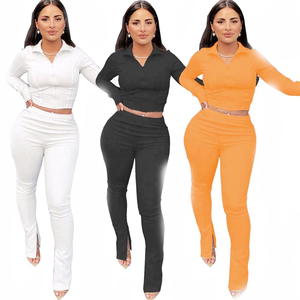 Conjunto de Sudadera Corta con Cremallera y Pantalones Ajustados, Ropa Deportiva Personalizada y Elegante para Mujer - Product Image 1