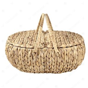 Summer Vibe Vintage Rustic Woven Seagrass Picnic Basket Eco-Friendly Multifunctional Grocery Storage Dried Food Organizer Water - Product Image 5