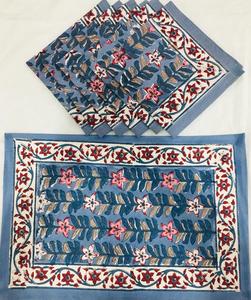Ensemble de 6 sets de dessous-de-plat en coton imprimé à la main, motifs floraux, dessous-de-plat indiens faits à la main en coton - Product Image 4