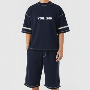 Ensemble de T-shirts pour hommes Streetwear, nouvelle mode, coupe classique, épaules tombantes, col rond, manches courtes, 100% coton, 2 pièces, uni - Product Image 1