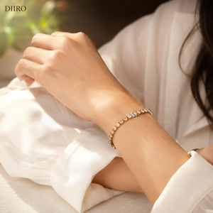Pulseras de Tenis con Gemas de Corte Redondo Naranja, Chapadas en Oro Blanco de 14K, Joyería de Moissanita para Mujer - Product Image 4