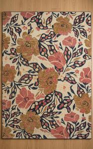 Alfombra de Lana Premium Hecha a Mano en India, Color Rosa Marfil y Azul Marino, con Diseño Floral y Botánico para Sala de Estar - Product Image 4