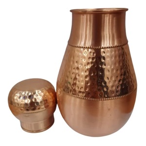 Jarra de Agua de Cobre Puro Hecha a Mano en India, 100% Hermética, Diseño Atractivo, Botella para Dormitorio, Jarra con Acabado Personalizado, Regalo - Product Image 6