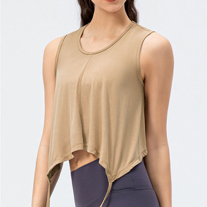 Débardeur de sport décontracté pour femme en tricot uni, écoresponsable, en Spandex/Nylon, sans manches, pour l'entraînement, la course et le yoga, séchage rapide et respirant - Product Image 2
