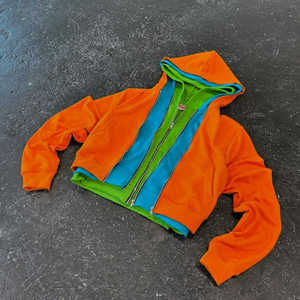 Custom 3 Layer Zip Hoodies <b>Men</b> Heavyweight Fleece 100% Cotton Triple Layer Color Block Winter Hoodie Cut Sew 3 Zipper - Product Image 2