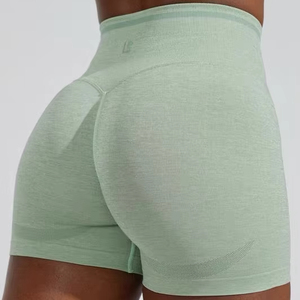 High <b>Waist</b> Pink Knitted Quick Dry Light Wash Yoga Shorts with <b>Elastic</b> <b>Waist</b> Sporty Fit for Women - Product Image 5