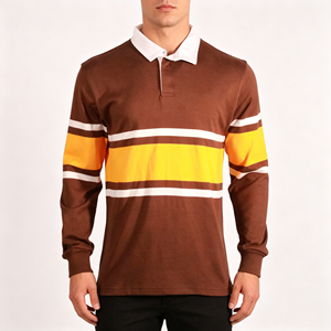 Maillot de rugby rayé respirant à coupe classique pour homme, manches longues, pour polo - Product Image 1