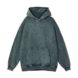Sudadera con Capucha Personalizada, Estilo Vintage, Gruesa, Extra Grande, Lavada al Ácido, 380 g/m², Sin Cordones, Negra, de Algodón y Poliéster - Product Image 4