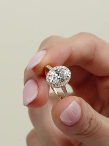 Premium Bespoke VVS Diam Platinum 950 2ct Oval Moissanite Halo Solitaire Engagement <b>Ring</b> Certified Custom Fine Bridal Factory - Product Image 1
