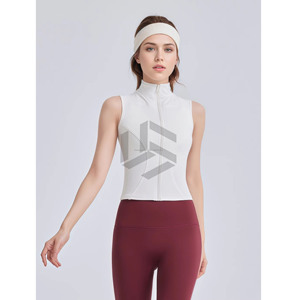 Chaleco Deportivo Vintage Ajustado, Absorbente de Sudor, de Secado Rápido, con Cuello de Lazo, Sin Mangas, con Cierre, para Mujer, Chaleco de Fitness Ajustado con Cuello Redondo - Product Image 2
