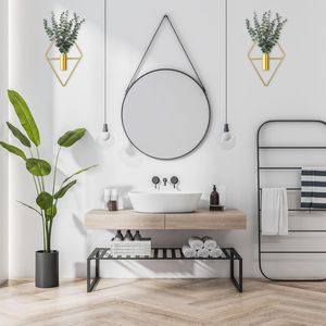 8 Pcs Modern Geometric <b>Boho</b> Metal <b>Hanging</b> Vase Indoor Plants Holder <b>Wall</b> Display Shelves for Bathroom Artificial Eucalyptus - Product Image 6