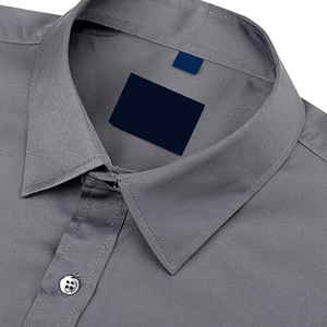 Camisa de vestir de manga larga gris sólido para hombre, con cuello vuelto, informal, con botones - Product Image 4