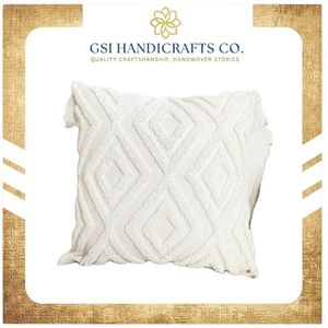 Bohemian Geometric Knitted Cotton Throw <b>Pillow</b> Cover Square Removable Washable Envelope Closure White <b>Decorative</b> <b>Pillow</b> For Sale - Product Image 2
