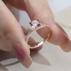 Rose Gold Plated Pear Cut Diamond Engagement <b>Ring</b> Women's Romantic Style Fancy Color Side Diamonds - Product Image 5