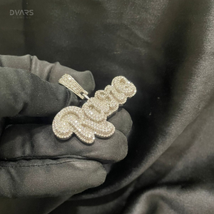 Pendentif Lettre Personnalisée en Moissanite VVS Glacée, Argent 925 Plaqué Rhodium, Bijou Hip Hop de Luxe, Lettre Initiale - Product Image 4