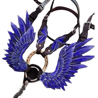 Ensemble de sellerie en cuir véritable Angelwings English Saddle pour cheval, léger et saisonnier, comprenant une têtière et une brassière