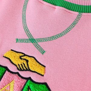Sudadera Unisex AKA Rosa Verde de Felpa con Cuello Redondo y Espalda Negra, Cálida y Casual, con Parche Bordado, Estilo Urbano - Product Image 4