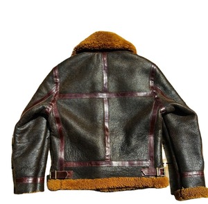 Veste de moto en cuir véritable marron pour homme, coupe-vent, col montant, fermeture éclair, coupe régulière, style automne, doublure en polyester - Product Image 4