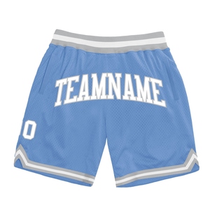 Wholesale Direct OMMIZ INDUSTRY Best Selling Custom Light Blue White-Gray Authentic Throwback Basketball Shorts - Product Image 1