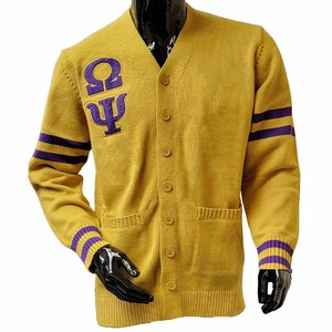 Cardigan universitaire Phi Beta Sigma - Rayures blanches et bleues, lettres brodées, style preppy, pull à manches longues pour femme - Product Image 3