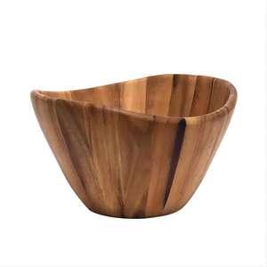 Juego de tazones de madera ecológicos para mesa de comedor, tazón de madera natural hecho a mano para ensaladas y aperitivos, disponible para la venta. - Product Image 2
