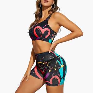 Conjunto de Yoga de 2 Piezas para Mujer al por Mayor Personalizado: Top Corto de Alta Calidad con Logo Frontal y Pantalones Cortos de Cintura Elástica, Estilo Casual - Product Image 1