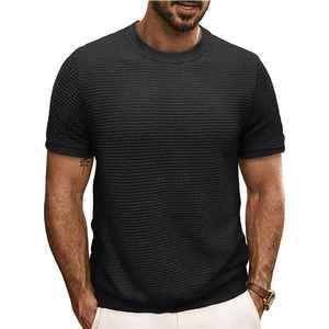 Mens Summer <b>Waffle</b> Short Sleeve Fitness High Street Regular Fit Solid Breathable Soft Fabric Casual Wear T <b>Shirt</b> - Product Image 4