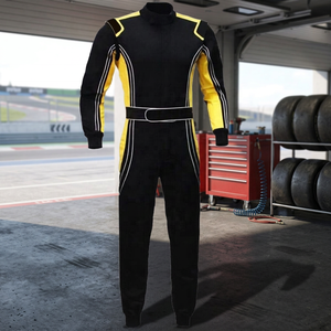 Traje de Carreras Estampado de Manga Larga Negro y Amarillo para Hombre, Ignífugo, Anti-UV, con Bloques de Color, Ropa de Motociclismo y Automovilismo para Adultos - Product Image 4