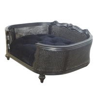 Lit pour animaux de compagnie en bois maison pour chien rotin chat canapé Antique lit pour chien classique chats et chiens lit canne en bois accessoires pour animaux de compagnie