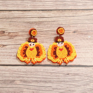 Nuevos Pendientes de Cuentas Hechos a Mano con Diseño de Pavo para la Cosecha de Otoño y Acción de Gracias - Product Image 4