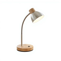 Lámpara de Escritorio Moderna Mini para Estudiar y Leer, Base de Madera, Pantalla de Metal, Alimentación CA, No Requiere Ensamblaje, Fábrica OEM ODM