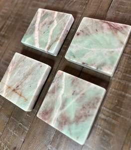 Luxury Quartzite Square Coaster <b>Set</b> With Natural Stone Finish For Home Decor <b>Coffee</b> <b>Table</b> Protection Tea <b>Coffee</b> Use - Product Image 6